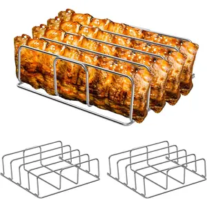 Rib Racks for Woodfire OG700 and OG751 Series Grill, Roasting Smoker Rack for OG701 7-in-1 Grill Accessories, Holds 4 Full Racks of Ribs, Stainless, 2-Pack