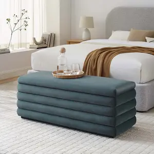 Modway Mezzo Upholstered Performance Velvet Storage Bench in Cadet Blue
