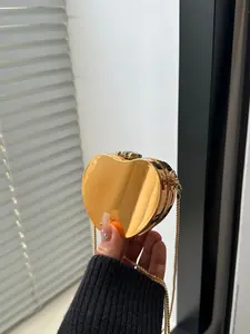 Mini Acrylic Electroplated Metal Apple Shape Handbag, Women's Fashion Chain Makeup Bag, Jewelry Earphone Storage Box, Makeup Pouch, Cosmetic Pouch, Perfect Gift