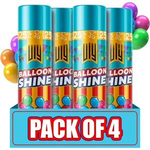 Balloon Shine Spray - High-Gloss Finish for Latex Balloons,  & Smudge-Free Balloon Spray Shine to Last Longer,  for Party Decorations, Weddings, and Events - Mega Spray 4x16.9 fl.oz.