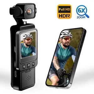Pocket Camera 1080P , Small Body Camera for Hands-Free Recording, Wireless Vlog Camera , Wearable Clip On, Wide Angle, 6X Zoom, Ideal for Sports, Vlog, Security, action camera