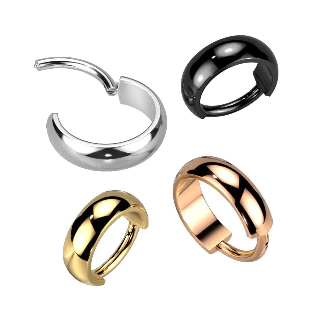 16G Wide Dome Hoop • Clicker Hoop • Septum Ring • Nose Ring • Titanium • Seamless Hoop • Helix • Cartilage Piercing • Daith Hoop • Earring
