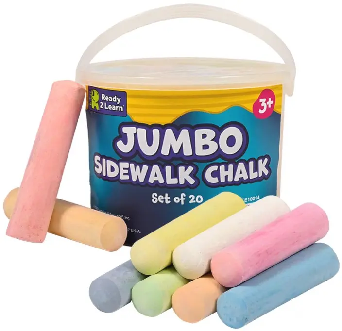 READY 2 LEARN Jumbo Sidewalk Chalk, Set of 20, 9 Colors