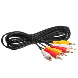 3 RCA to 3 RCA Male To Male Composite Audio Video AV Cable VCR DVD 5FT 1.5 Meter Gold