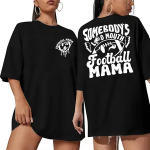Oversized Football Mom Shirt Women Funny Game Day Shirts Somebody's Loud Mouth Football Mama Tshirt Ball Season Tee Top Tshirt Round Neck