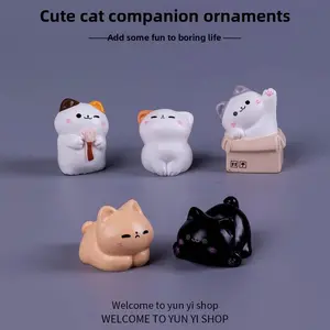 2026 New Cute Cat Resin Figurine - Lovely Cartoon Kitten Design Mini Resin Figures, Ornaments for Micro Landscape, Desktop Decoration