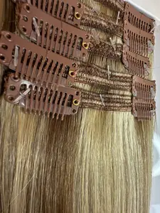 Human Blend Hair Extensions 22” | Color #612 (Warm Highlight Blend)