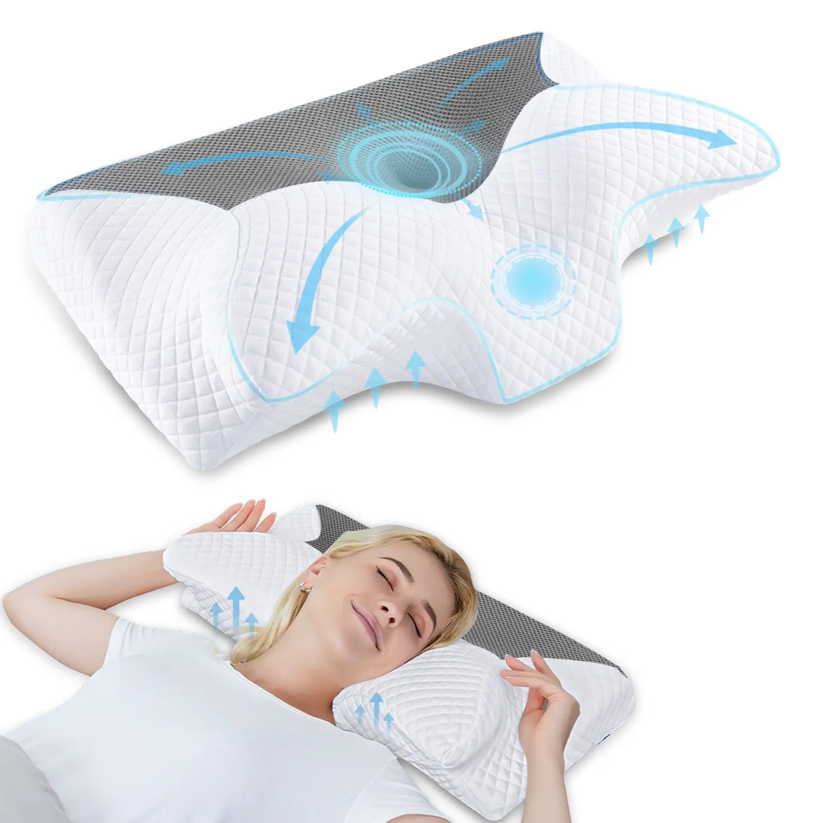 Homca Queen Size Contour Comfortable Pillow for Back Side Sleepers, Memory Foam Neck Pillow (With Pillowcase) springtok