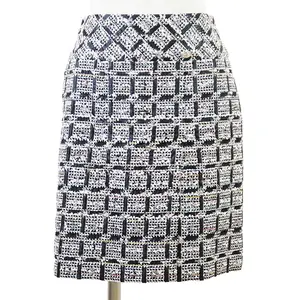 Pre-owned CHANEL Tweed Small Leather Goods Fancy Metallic Block Check Skirt