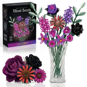 Wildflower Bouquet Building Set, Botanical Arrangement Kit for Adults, Relaxing and Creative DIY Activity, Charming Anniversary Gift for Her, Vibrant Aesthetic Decor for Dining Table or Office Display