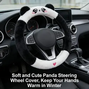 2026 New Panda Plush Car Steering Wheel Cover, Cute Cartoon Design, Soft Skin-Friendly, All-Season Use, Non-Slip Grip, Universal Fit