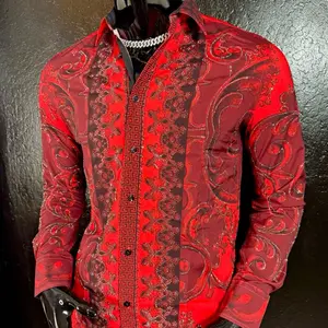 Galan Rhinestone Long Sleeve Dress Shirt