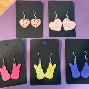 3D printed earrings with a sterling silver hook peeps hearts jewelry