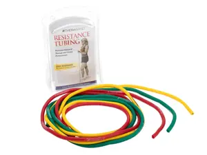 THERABAND Resistance Tubes, Professional Latex Elastic Tubing, Upper & Lower Body, Core Exercise, Physical Therapy, Lower Pilates, At-Home Workouts, & Rehab, 5 Foot, Yellow, Red, & Green, Beginner Set