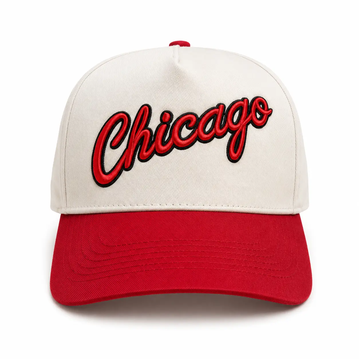 Chicago Embroidered Snapback Hat, Vintage Script Baseball Cap, Two Tone Flat Bill Adjustable Cap, Unisex Streetwear Hip Hop Fashion Hat, Casual Outdoor Travel Sports Everyday Wear