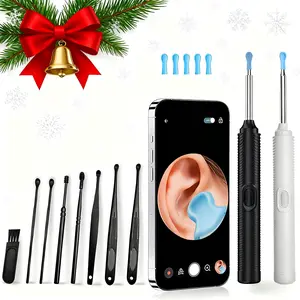1pc Electric Ear Wax Removal Kit, Ear Cleaner with Camera and Light, Ear Cleaning Tool with 5 Ear Spoons & 8 Ear Pick Tools for iOS & Android, Earwax Remover, Ear Pick Set