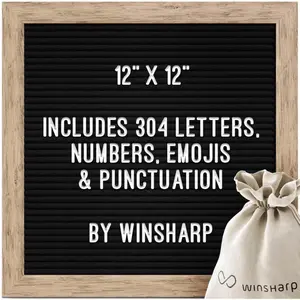 Black Felt Letter Board Classy Dark Stained Wooden Frame with White Letters Premium Changeable Sign Boards for Home Decor Motivational Quotes Baby Announcement Price List Message Letterboard