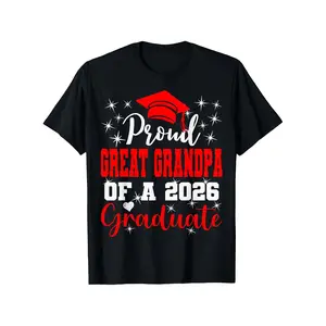 2026 Great Grandpa of a Graduate T-Shirt Proud Great Grandparents Gift with Diploma Cap & Stars Design Black & Red Graduation Party Apparel Loose Fit Adult Sizes Perfect for Christmas