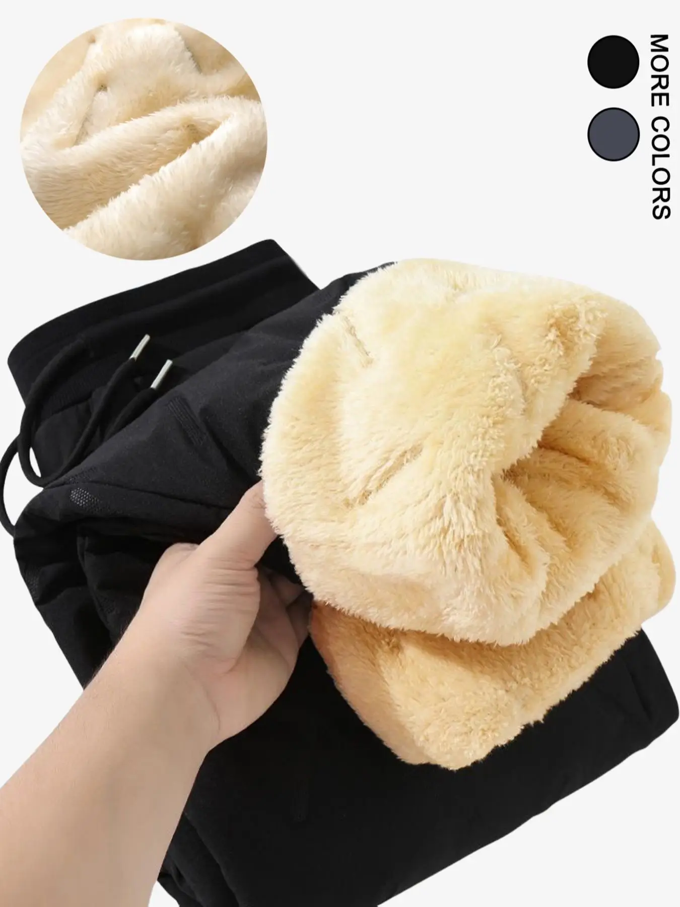 Men's Regular Fit Plain Drawstring Waist Thermal Lined Jogger Pants, Casual Warm Waterproof Zipper Pocket Trousers for Daily Wear, Men's Bottoms for W