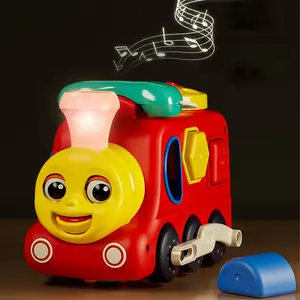 Cartoon Musical Early Education Train, Shape Number Cognitive Toddler Educational Push Pull Toy