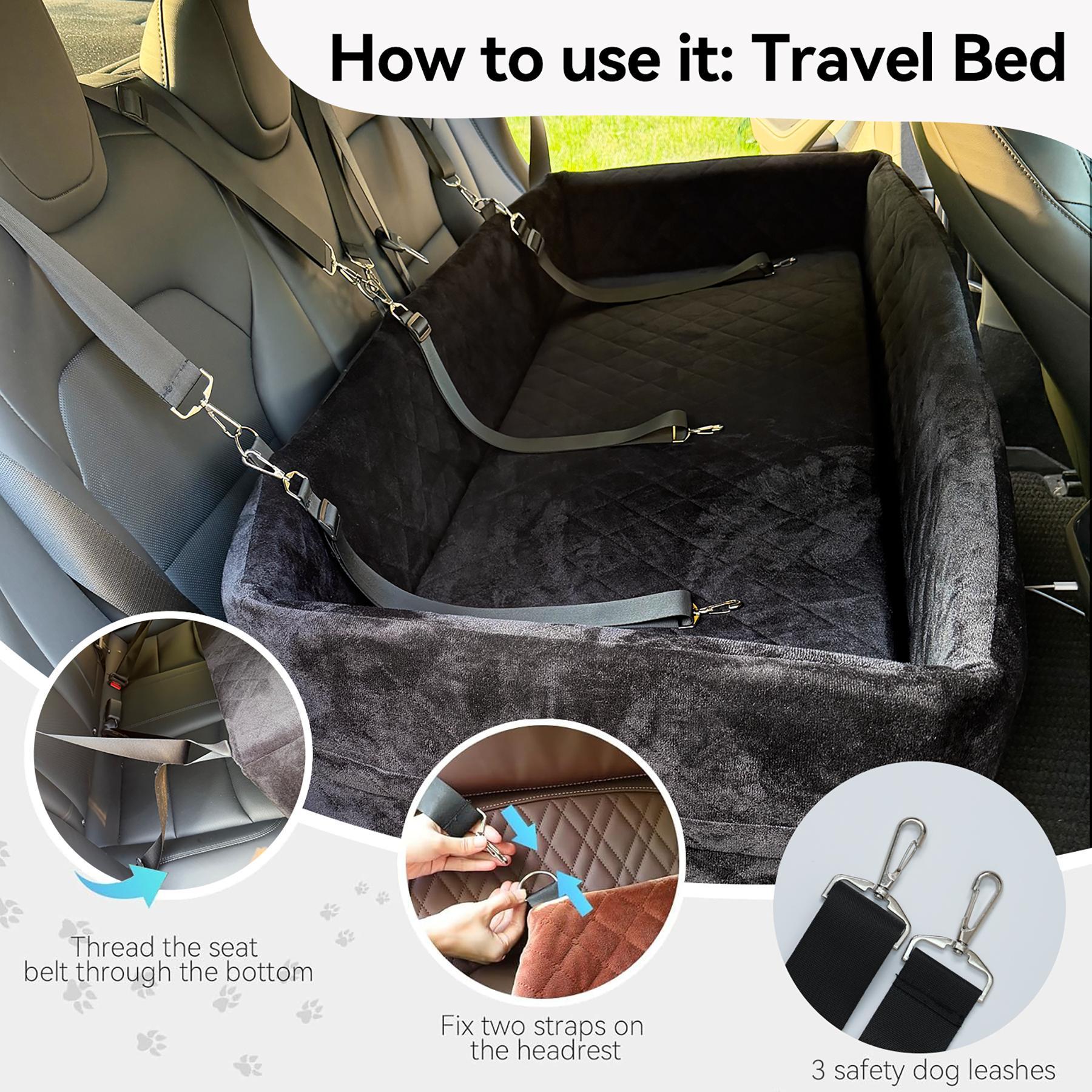 ZVRpet Dog Car Seat Fully Detachable and Washable Memory Foam Covered Car-mounted Pet Kennel Soft Fabric Easy to Install with Adjustable Straps Anti-Slip Bottom Cover for Back Seat Pet Car Bed for SUV Outdoorfun Assembly Required