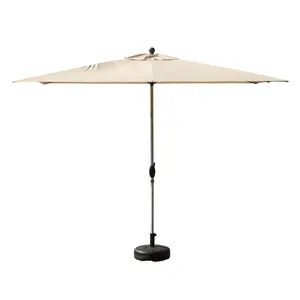 Rectangle Patio Umbrella with Crank Lift and Tilt Function, Beige (Base not included)