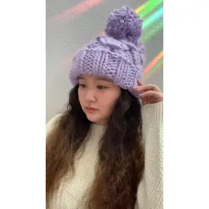 OVERSIZED POM POM CHUNKY KNIT BEANIE