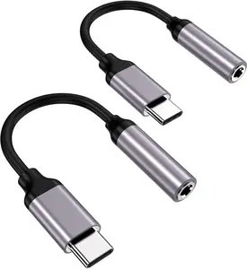 USB Type C to 3.5mm Female Headphone Jack Adapter-2 pack, USB C to Aux Audio Dongle Cable Cord Compatible with Pixel 4 3 2 XL, Samsung Galaxy S21 S20 Ultra S20+ Note 20 10 S10 S9 Plus for iPad Pro