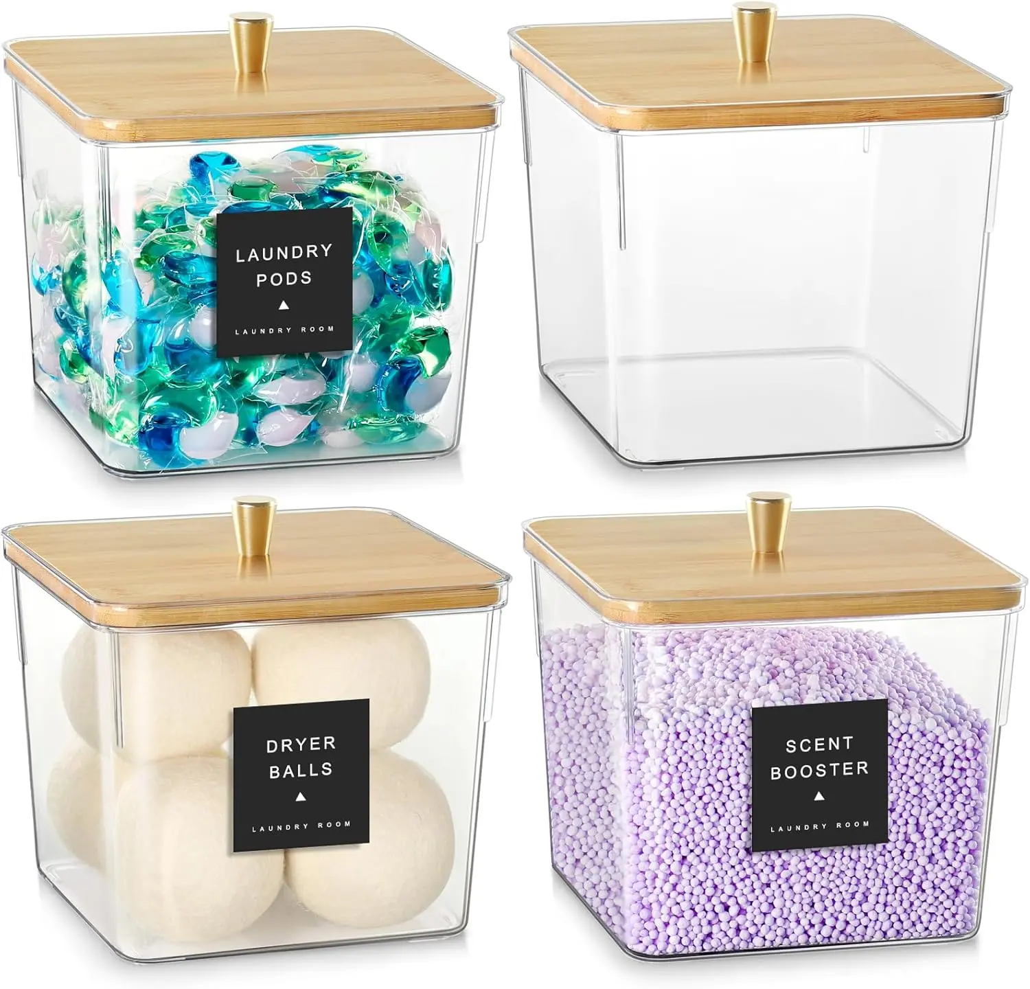 4 Pack Laundry Storage Containers for , Detergent, Scent Booster Beads - Large  Detergent Storage Jars with Scoops for Laundry Room Organization and Storage