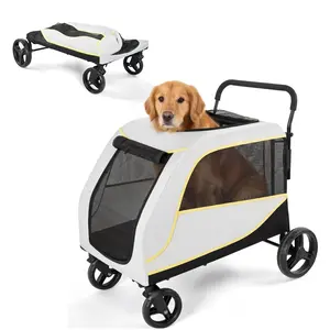 Dog Stroller for Large & Medium Dogs, 176 Lbs Capacity Extra Large Pet Stroller, Dog Wagon for 2 Dogs, Foldable Design, with All-Terrain Wheels, Luxury Dog Stroller with Air Mesh, Foot Brake & Storage