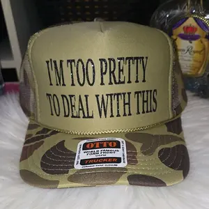 I'M TOO PRETTY TO DEAL WITH THIS- Otto trucker hat Fashion Accessory with black glitter bling writing