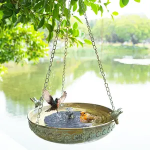 Hanging Bird Bath, Metal Hanging Bird Baths for Outdoors, Birdbath Hanging for Outside Bird Feeder Seed Tray Garden Yard Decor
