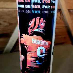 20 oz skinny tumbler. Bengals #9