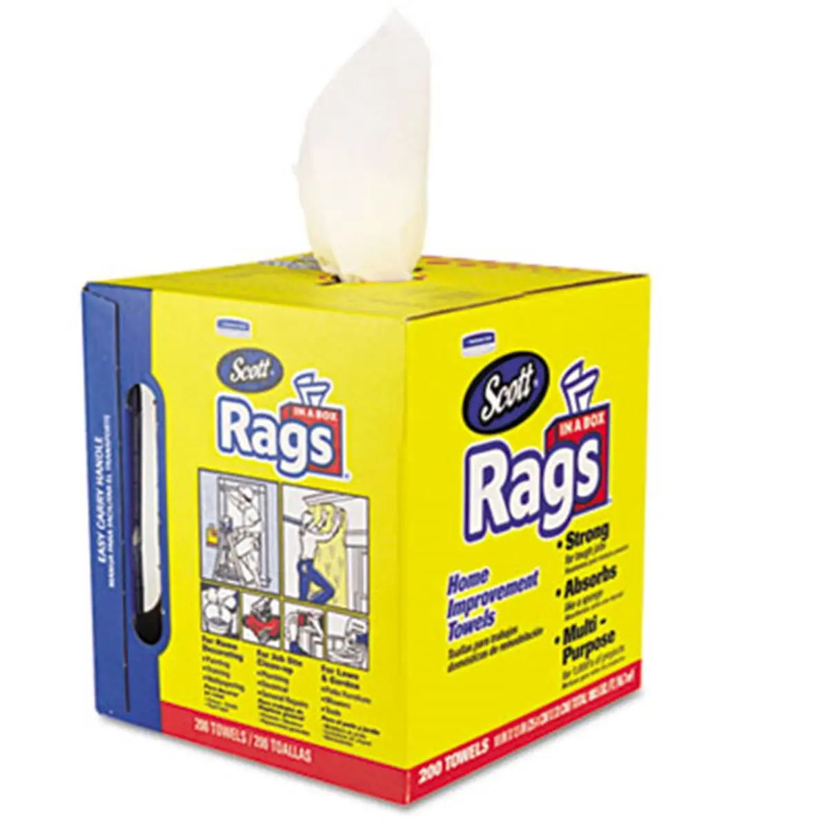 Scott Disposable Multi-Use Soft Portable Paper Tissue Rag Wipes with Handle - 10x13 in, White, 200 per Box, 8 Boxes/Carton, for DIY Painting Tasks