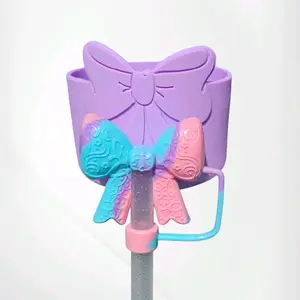 Princess Bow Silicone Tumbler Boot & Matching Bow 3D Silicone 10mm Straw Topper Soft charms