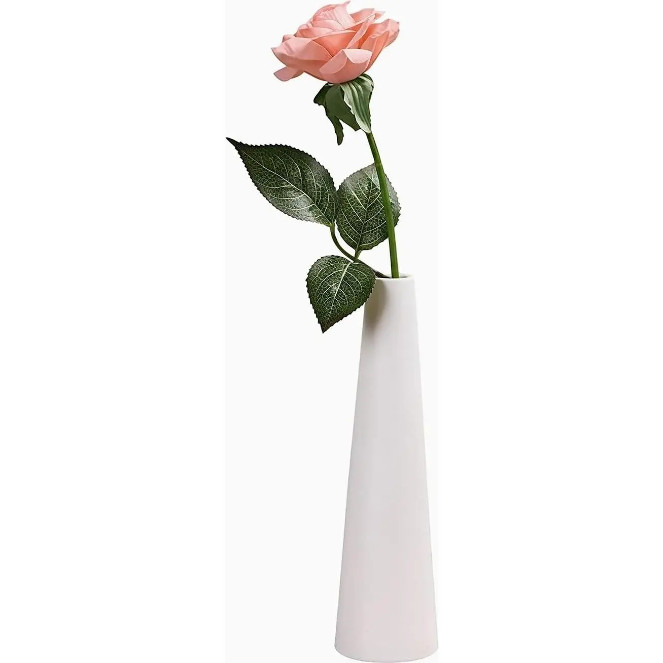 Tall Conic Ceramic Flower Bud Vase Farmhouse Rustic Vases