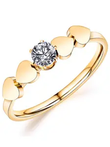 Cross-Border Bestseller Fashionable Heart-Shaped Zircon Stainless Steel Ring for Women, Proposal and Love Gift, Unique Design Jewelry