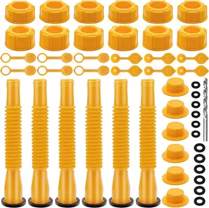 6 Kits 49 count Can Spout Replacement Kit,Can Nozzle Replacement Kit for 1/2/5/10 Gal,Can Spouts for Old Style Tanks Easy to Install,with Screw  Caps, Spout Cover, Base Cap, Drill Bit