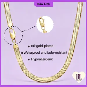 14K Gold Plated Blade Chain Necklace 7mm | Flat Snake Design, Smooth Shine & Skin-Fit Comfort | Waterproof & Tarnish Resistant Luxury Jewelry for Men Women 20" 24"