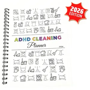 ADHD Cleaning Planner A4 Size Daily Weekly & Monthly Schedules Smooth Pages for Home Office Dorm Use Durable Cover Essential Stationery Gift Busy Adults Tasks Organizers Fatigue Chore Chart Notebook for Home Family Cleaning Tasks