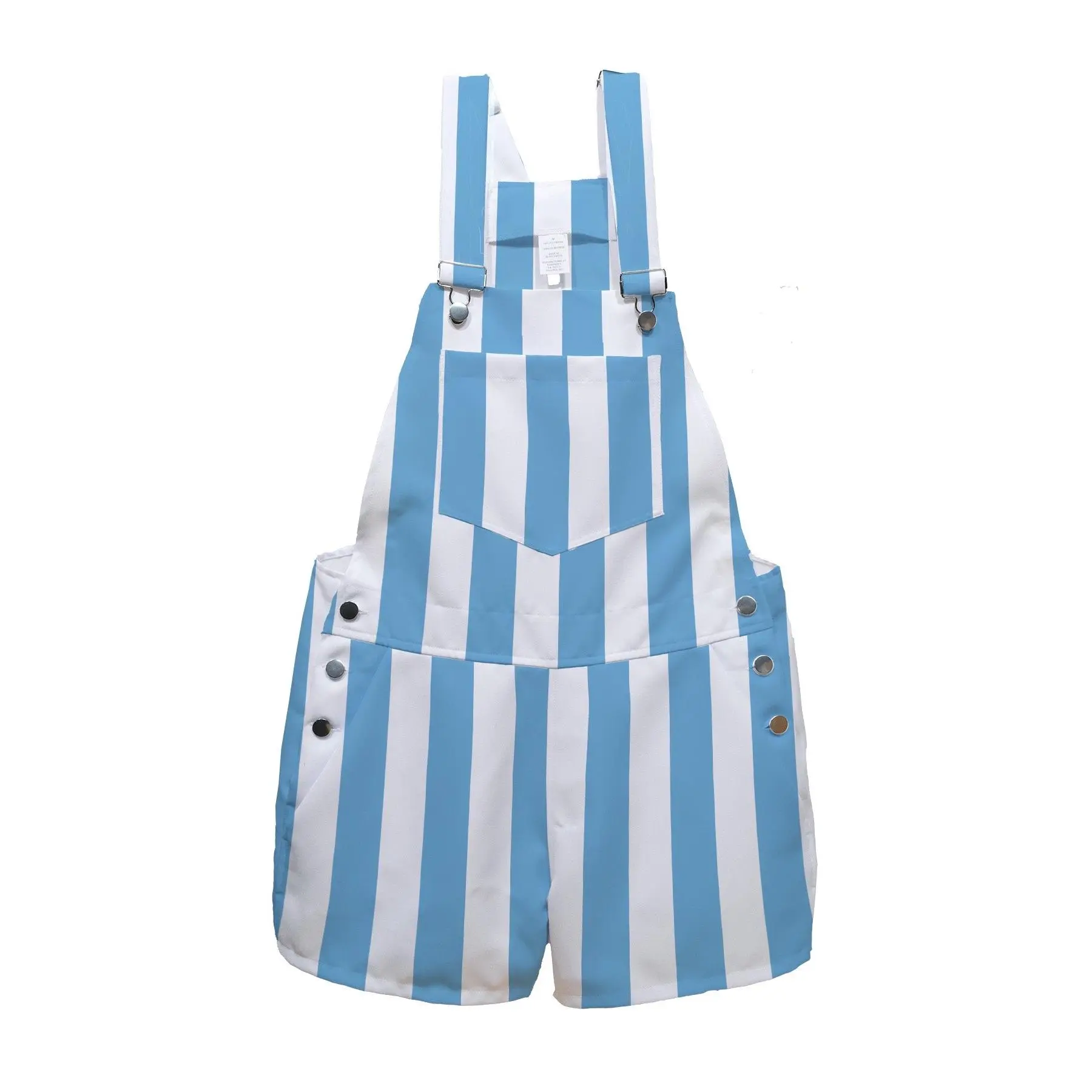 Carolina Blue and White Striped Overalls with Short
