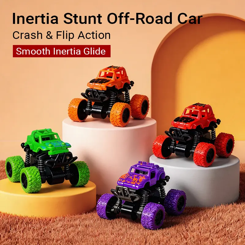 4Pcs Friction-Powered Monster Trucks for Toddlers 3+ | Push & Go, 360° Spinning 2-Way Cars | No Batteries Needed – Great Birthday Gift #DealsForYouDays