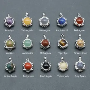 10pcs Nature Stone Pendants Sphere Star Pendants