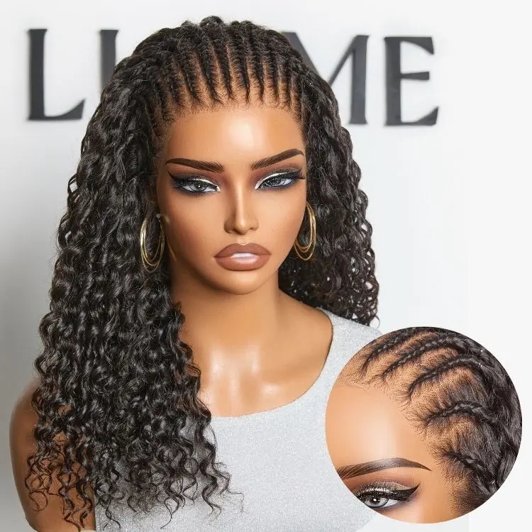 【live】PreMax Wigs Knotless Fulani Braids Deep Wave Glueless Ear-to-ear 13x6 Frontal HD Lace Wig Human Hair Flexi-Fit Drawstring Cap