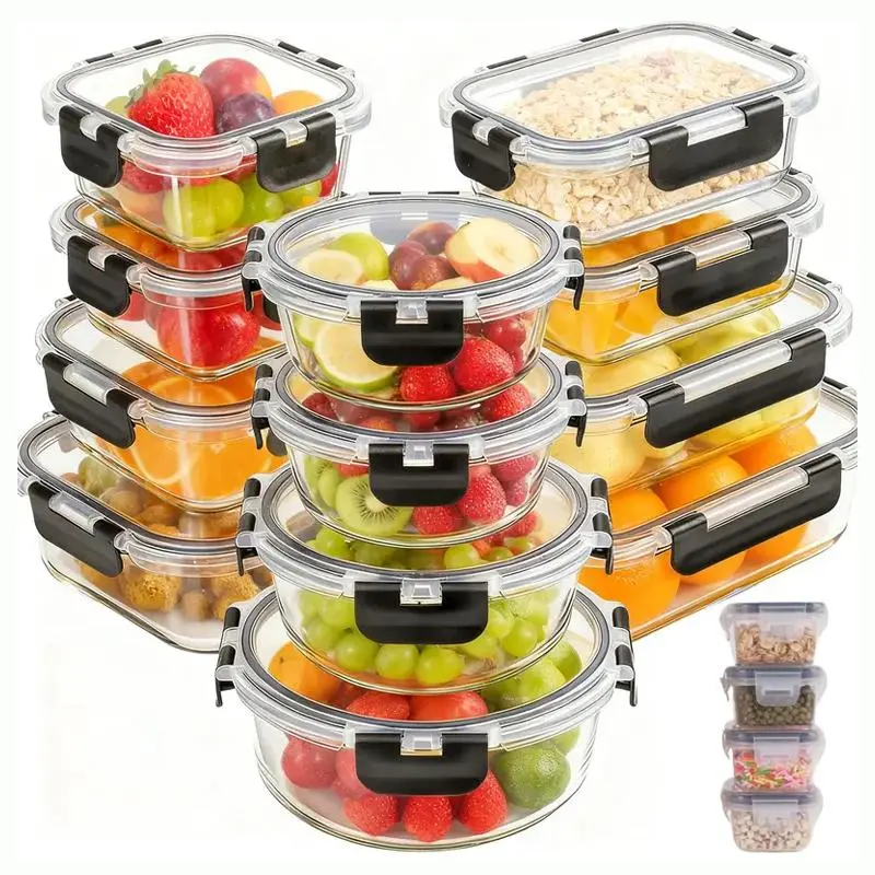 12-Piece Glass Food Storage Containers with Upgraded Snap Locking Lids,Glass Meal Prep Containers Set - Airtight Lunch Containers, Microwave, Oven, Freezer and Dishwasher TikTokShopBlackFriday