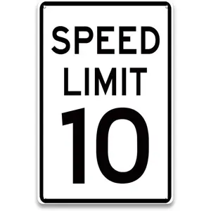Speed Limit 10 MPH Sign - Road Slow Down Signs, Metal Street Signs for Outdoor Yard, Schools, Front Door, Room Decor Art Accessories, Gifts for 10 Year Old Boys Girls, 8 x 12 inch