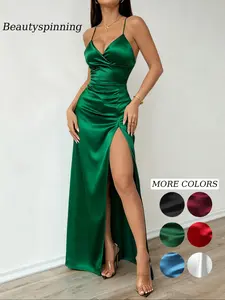 Sexy Backless Drawstring Dress, Elegant Ruched Bodycon Midi Dress, Perfect for Vacation Bar Parties, Trendy European Style