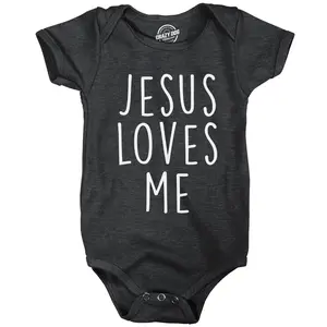 Jesus Loves Me Baby Bodysuit Funny Sarcastic Religious Graphic Novelty Jumper For Infants Funny Baby Onesies Funny Religious Onesie Novelty Onesie Black -