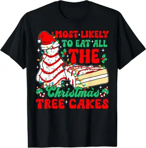 Retro Most Likely To Eat All The Christmas Tree Cakes Debbie T-Shirt