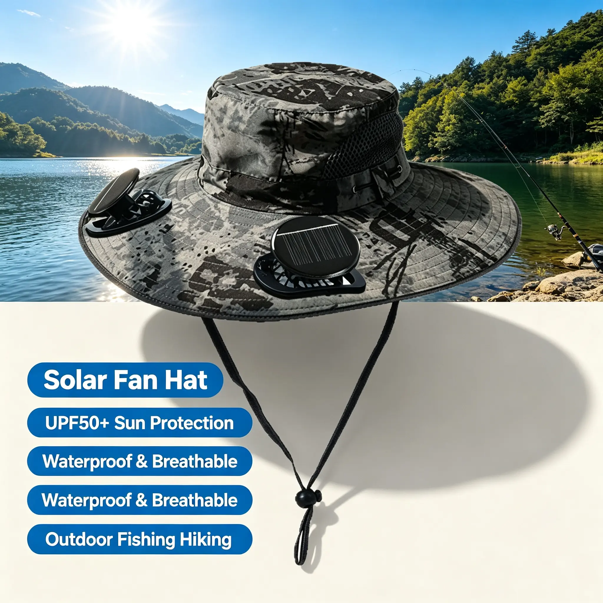 Outdoor Cooling Solar Powered Bucket Hat